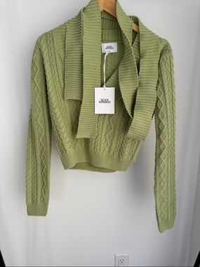 Seven Wonders Green Cable-Tie Turtleneck Sweater
